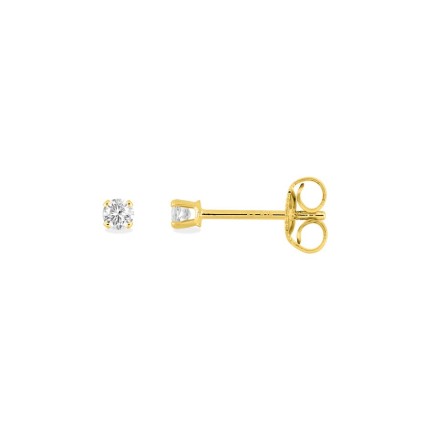 Brincos banhados a ouro com zircónias de 2,5 mm.