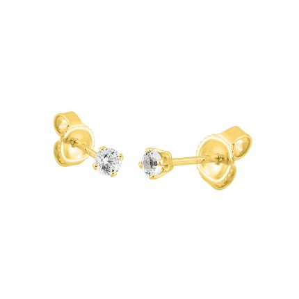 Brincos banhados a ouro com zircónias de 2,5 mm.