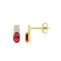 Pendientes bañados en oro con circonitas blanca y roja