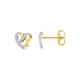 Brincos em ouro amarelo de 18K com desenho de coração e diamantes de 0,01 ct