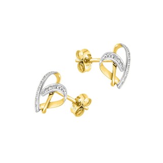 Pendientes diseño corazón oro amarillo 18K con diamantes 0,01 ct
