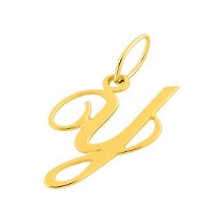 Pendente Letra Y em Ouro Amarelo 9K estilo cursivo