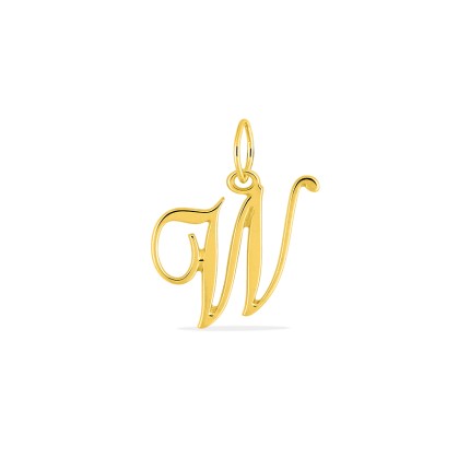 Colgante Letra W en Oro Amarillo 9K estilo cursiva