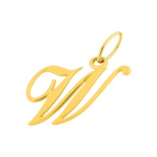 Colgante Letra W en Oro Amarillo 9K estilo cursiva