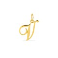 Colgante Letra V en Oro Amarillo 9K estilo cursiva
