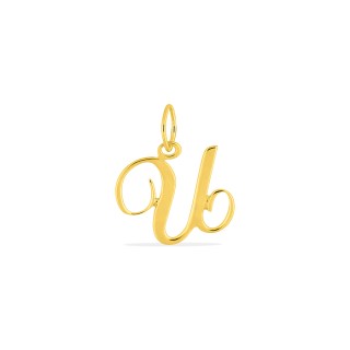 Pendente Letra U em Ouro Amarelo 9K estilo cursivo