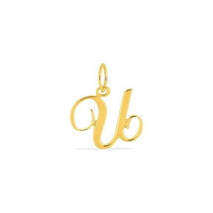 Pendente Letra U em Ouro Amarelo 9K estilo cursivo