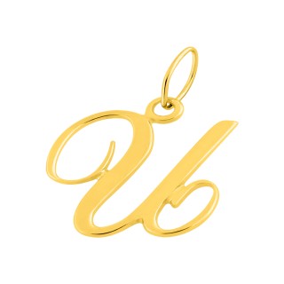 Pendente Letra U em Ouro Amarelo 9K estilo cursivo