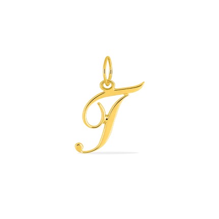 Colgante Letra T en Oro Amarillo 9K estilo cursiva