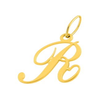 Colgante Letra R en Oro Amarillo 9K estilo cursiva