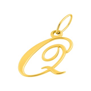 Pendente Letra Q em Ouro Amarelo 9K estilo cursivo