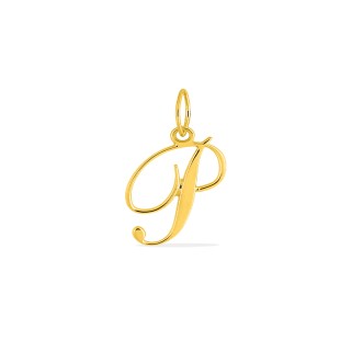 Pendente Letra P em Ouro Amarelo 9K estilo cursivo