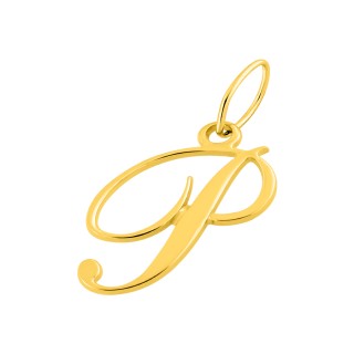 Colgante Letra P en Oro Amarillo 9K estilo cursiva