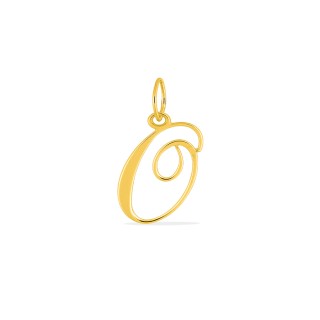 Pendente Letra O em Ouro Amarelo 9K estilo cursivo