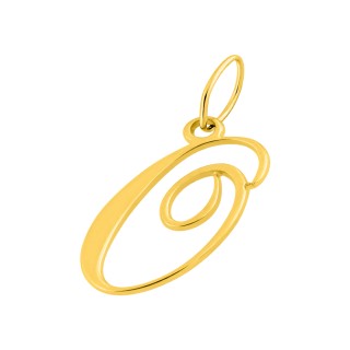 Colgante Letra O en Oro Amarillo 9K estilo cursiva