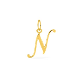 Pendente Letra N em Ouro Amarelo 9K estilo cursivo
