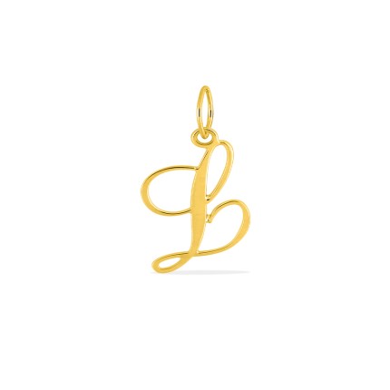 Pendente Letra L em Ouro Amarelo 9K estilo cursivo