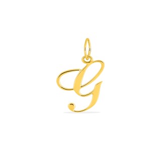 Pendente Letra G em Ouro Amarelo 9K estilo cursivo