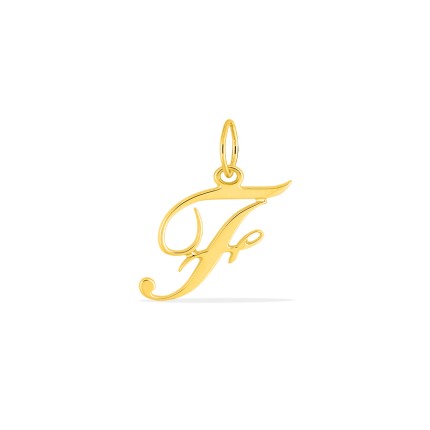 Colgante Letra F en Oro Amarillo 9K estilo cursiva