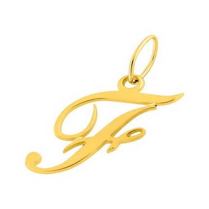 Pendente Letra F em Ouro Amarelo 9K estilo cursivo
