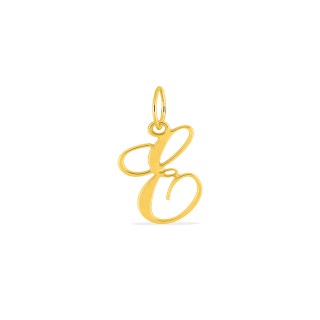 Pendente Letra E em Ouro Amarelo 9K estilo cursivo
