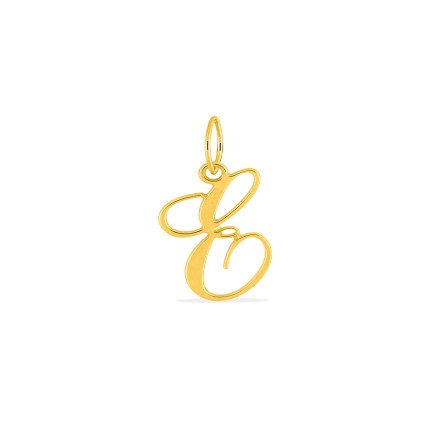 Pendente Letra E em Ouro Amarelo 9K estilo cursivo