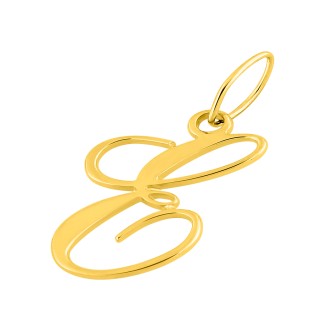 Pendente Letra E em Ouro Amarelo 9K estilo cursivo