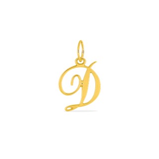 Colgante Letra D en Oro Amarillo 9K estilo cursiva