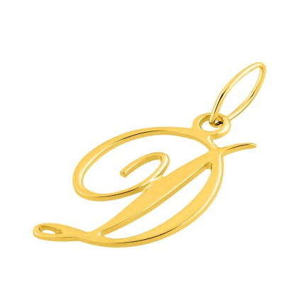 Colgante Letra D en Oro Amarillo 9K estilo cursiva