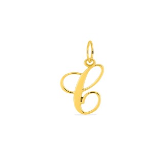 Colgante Letra C en Oro Amarillo 9K estilo cursiva