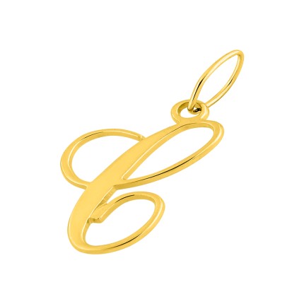 Colgante Letra C en Oro Amarillo 9K estilo cursiva