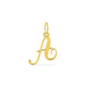 Colgante Letra A en Oro Amarillo 9K estilo cursiva