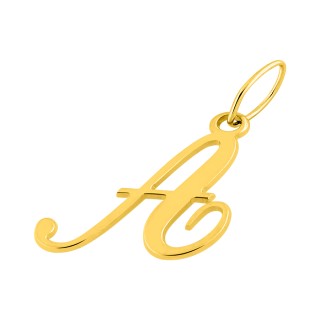 Pendente Letra A em Ouro Amarelo 9K estilo cursivo