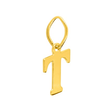 Pendente Letra T em Ouro Amarelo 9K