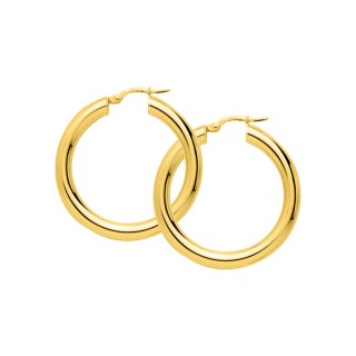 Pendientes de aro 20 mm bañado en oro - tubo 4 mm