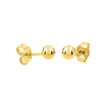 Pendientes bolas 4 mm bañado en oro - cierre mariposa