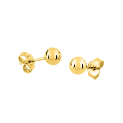 Pendientes bola 5 mm bañado en oro - cierre mariposa