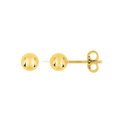Pendientes bola 5 mm bañado en oro - cierre mariposa