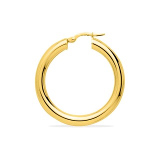 Pendientes de aro 25 mm bañado en oro - tubo 4 mm