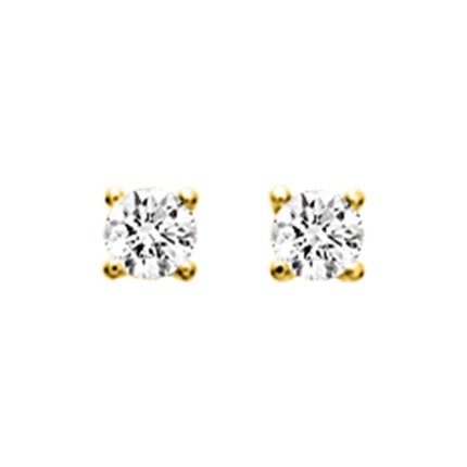 Pendientes bañados en oro y circonita engaste en garras 4 mm - cierre mariposa