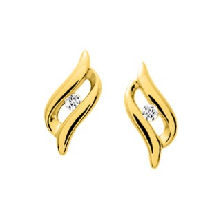 Pendientes bañados en oro con circonitas de diseño curvo