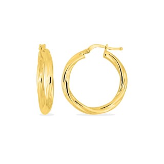 Brincos de argola entrançada diâmetro 20 mm banhados a ouro