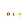 Pendientes de mariquita bañados en oro con esmalte rojo/negro 5mm