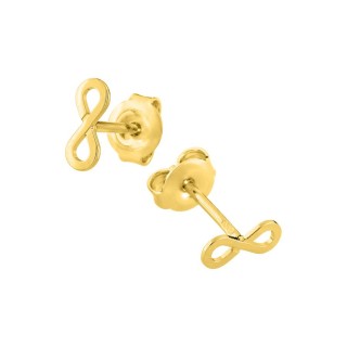 Brincos banhados a ouro com símbolo do infinito e fecho de borboleta