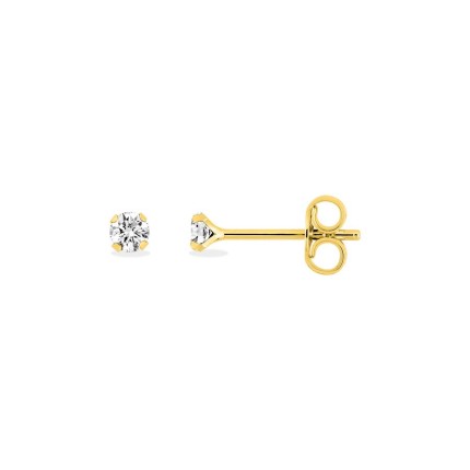 Pendientes bañados en oro con circonita 3 mm