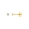 Pendientes bañados en oro con circonita 3 mm