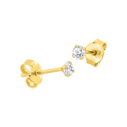 Brincos banhados a ouro com zircónias de 3 mm