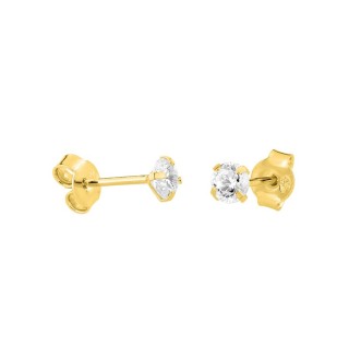 Pendientes bañados en oro con circonita 4 mm
