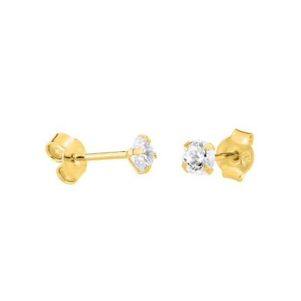 Pendientes bañados en oro con circonita 4 mm
