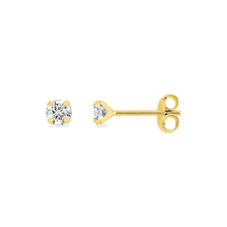 Pendientes bañados en oro con circonita 4 mm
